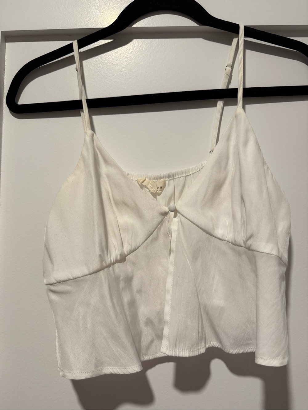 PacSun White Cropped Satin Spaghetti Strap Tank